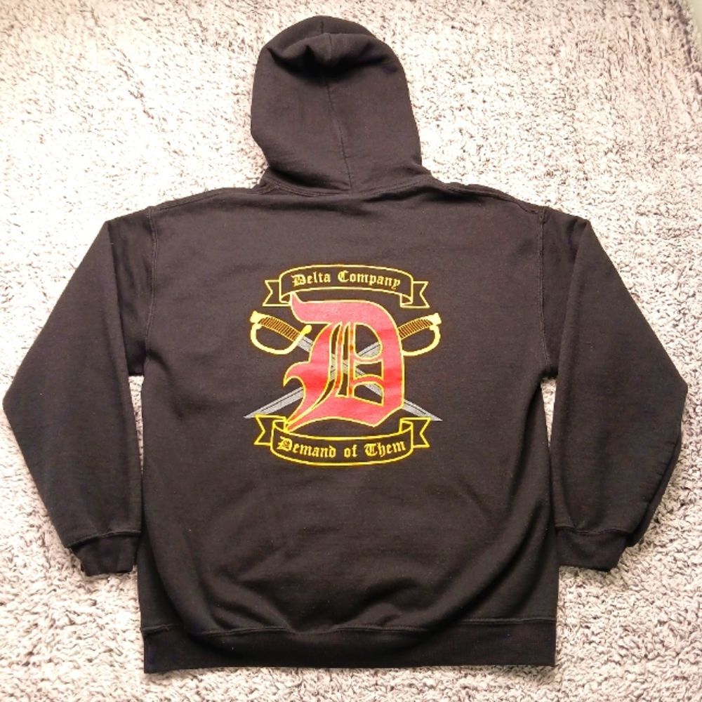 Gildan Kangaroo Hoodie Military Batallion Training Logo- Delta Company Men's M.